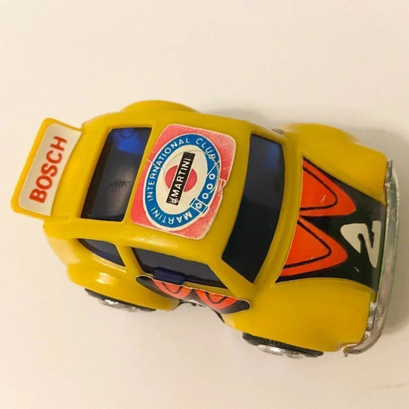 Vintage Beetle Pull Back Plastic Car Bosch Martini Hong Kong 4 Inch Long Toy - Picture 2 of 12